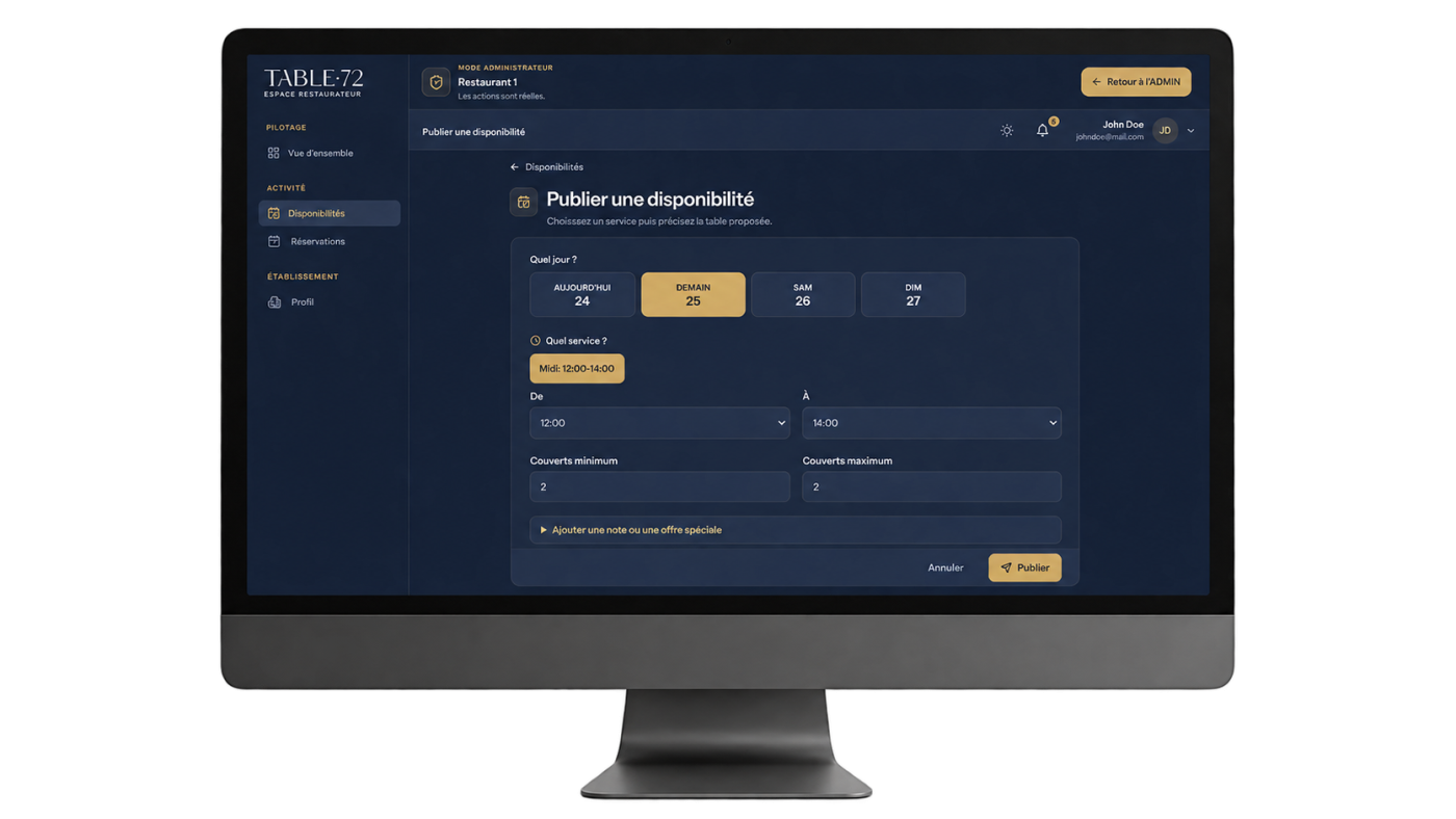 A simple interface, for demanding restaurateurs